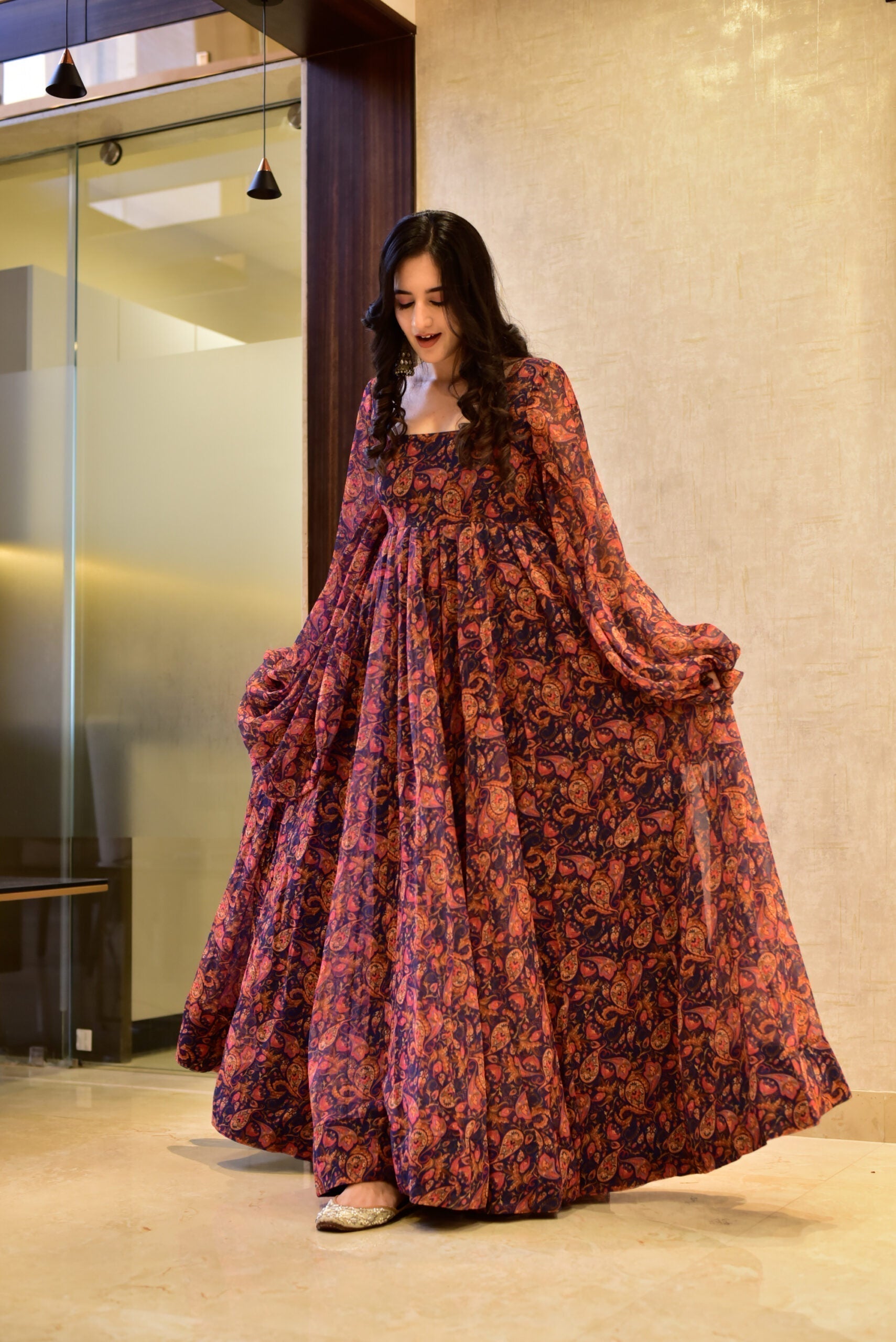 alisha blue georgette dress