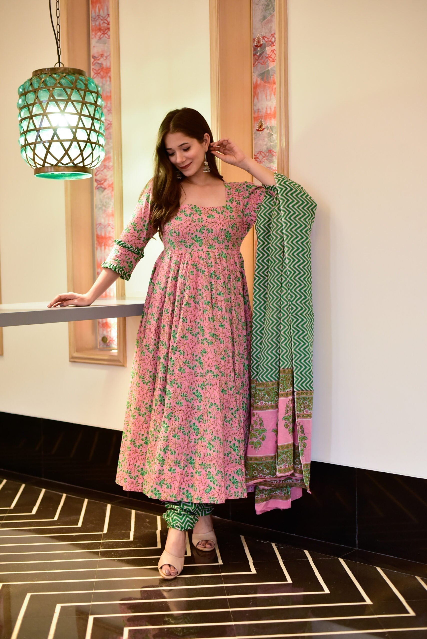 arunima pink cotton suit set